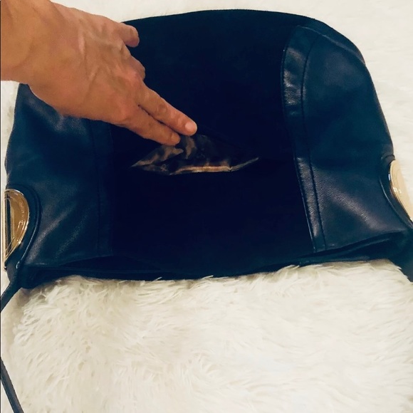 Leather B Makowsky shoulder Hand bag satchel blue - Picture 4 of 14